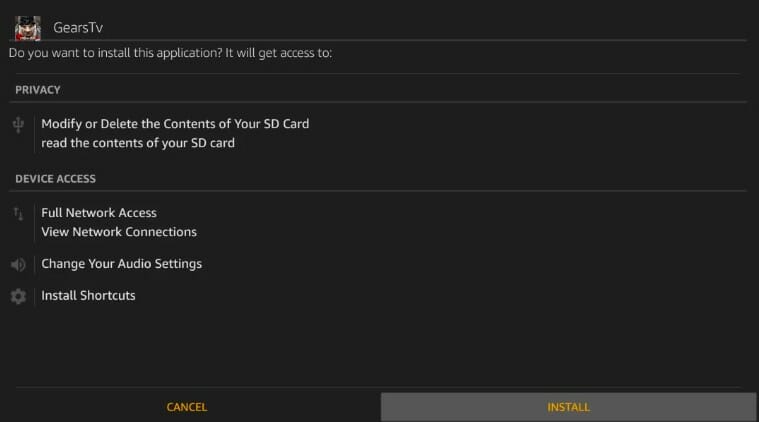 install Gears TV on Firestick
