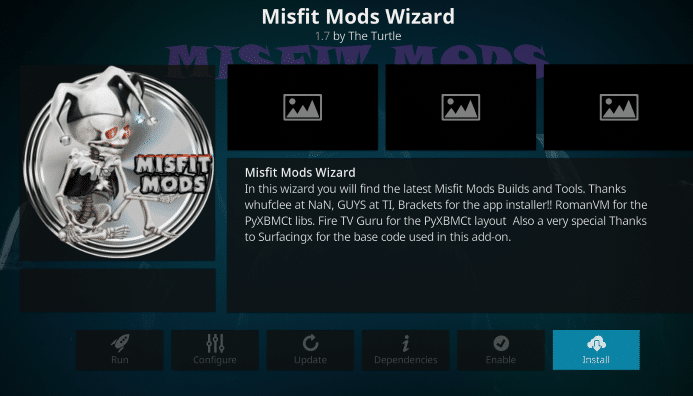 Install Misfit Mods Kodi Build