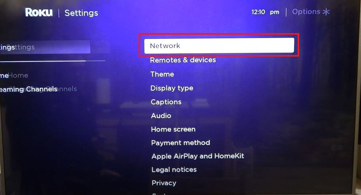 Network Option on Roku