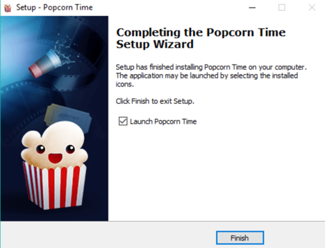 finish tab to install popcorn time on roku
