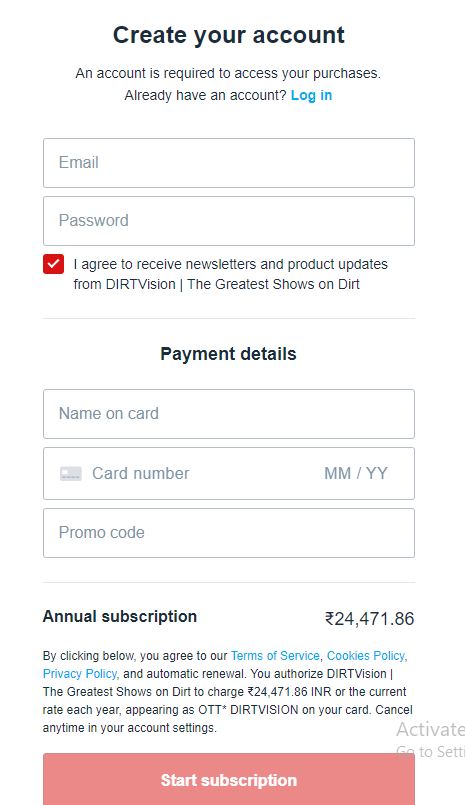 Dirtvision sign up on roku
