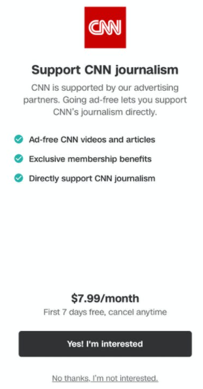 subscription of CNN