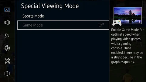 Game Mode on Samsung TV