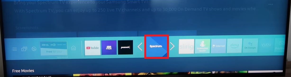 Drag Spectrum TV App to fix it on the position