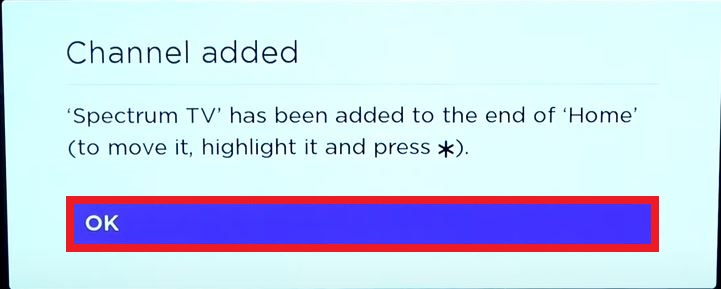 Select OK button on Roku Channel Store