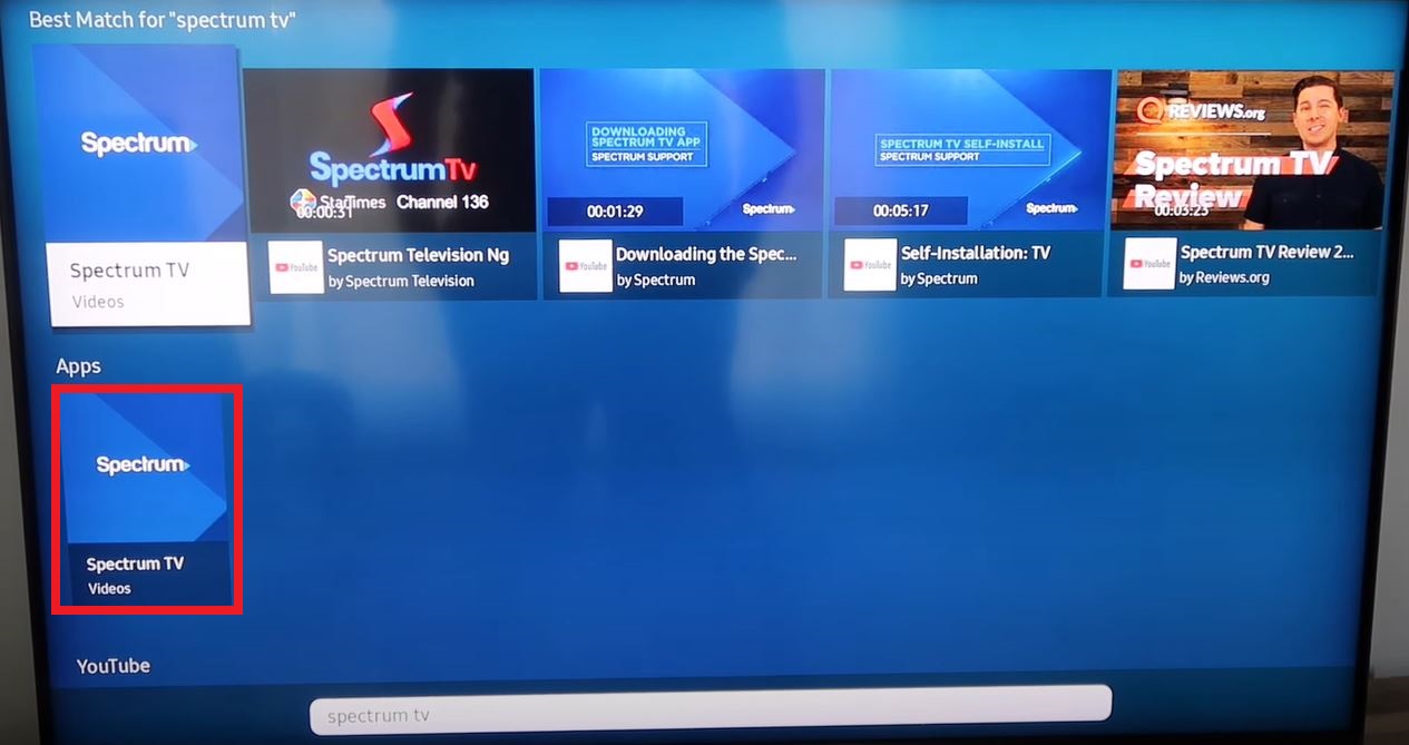 Select Spectrum TV App from Search result