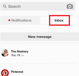 Pinterest Inbox page