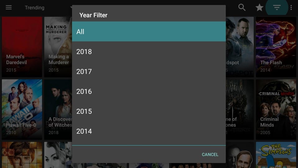 year filter