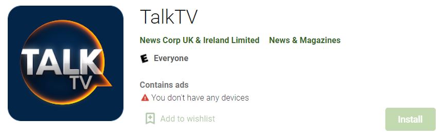 talk tv google play store