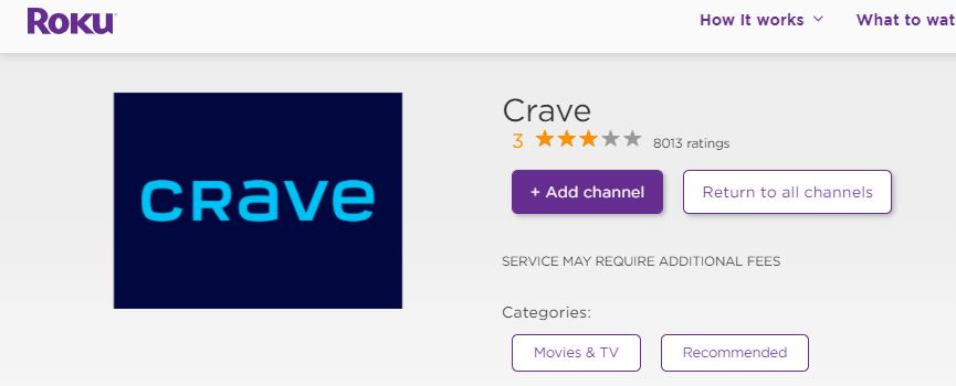 Crave TV on Roku