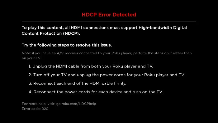 HDCP error detected