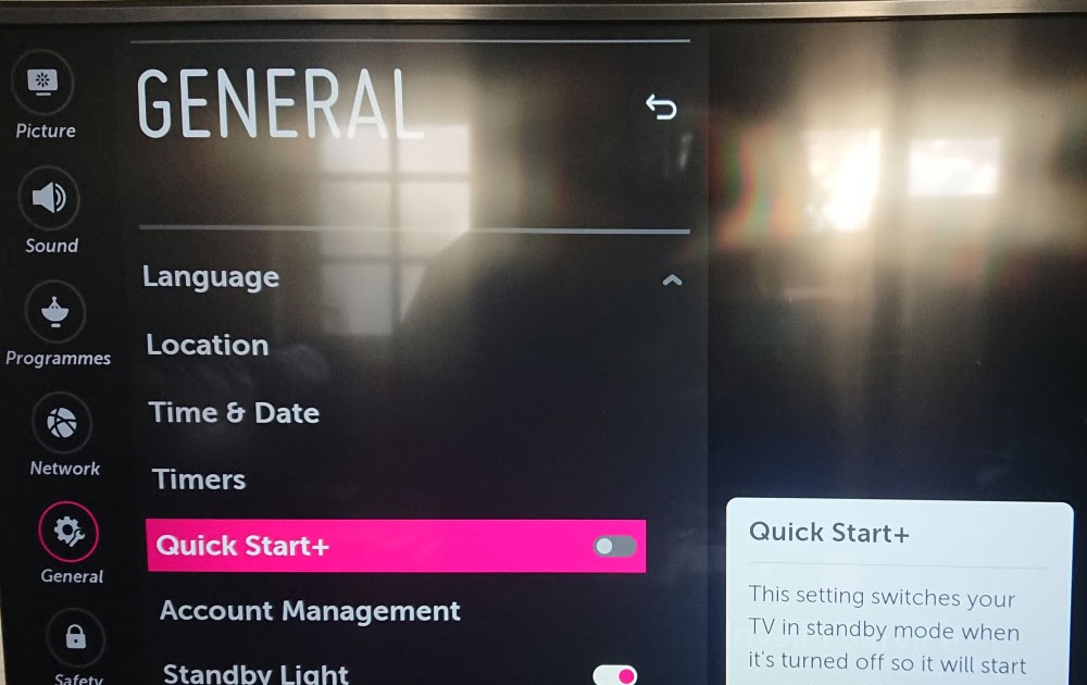 quick start on LG TV
