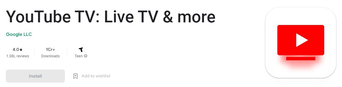 youtube tv on play store