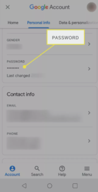 Password on Android to Change YouTube TV Password