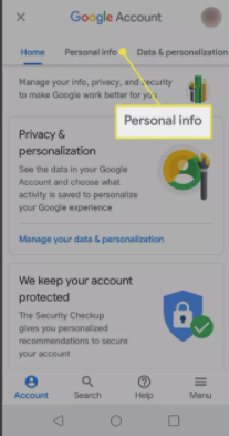 Personal Info on Android to Change YouTube TV Password