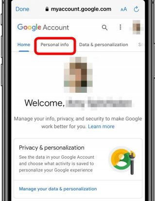 Personal Info on Google to Change YouTube TV Password