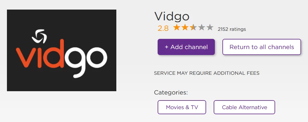 Vidgo on Roku