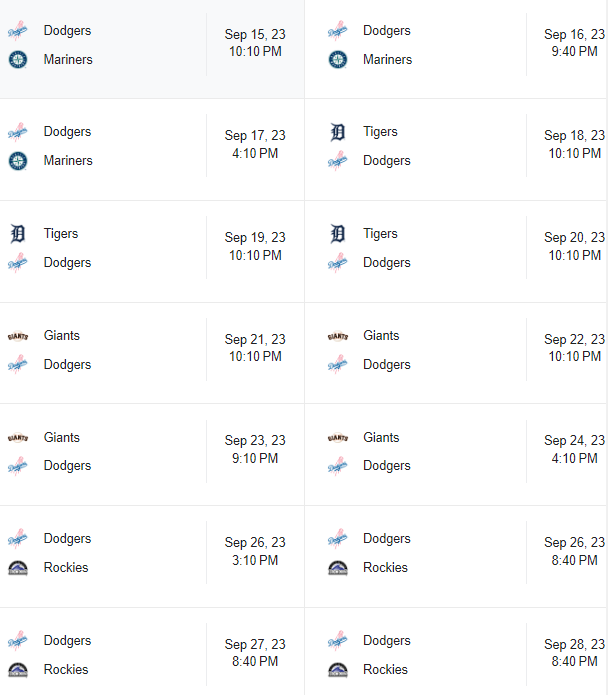 dodgers game schedule 2023 14