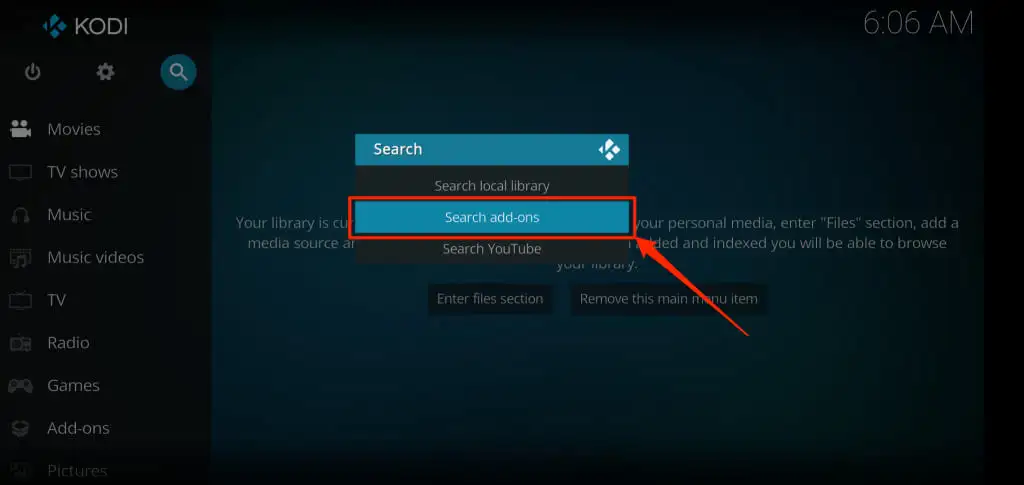 kodi serarch addons