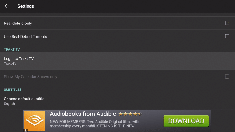 login to trakt cinema hd