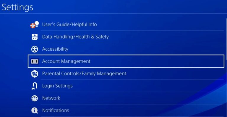 Account Management on PS4