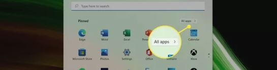 All Apps option on Acer Laptop