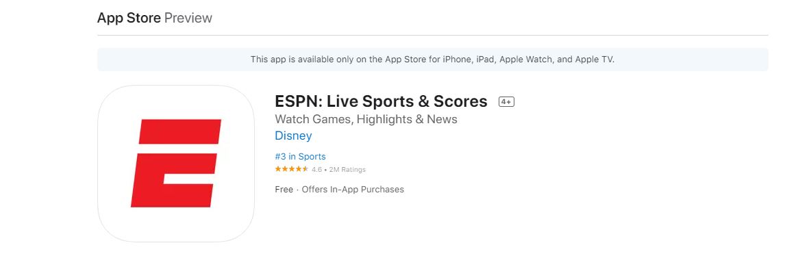 ESPN on Apple App Store