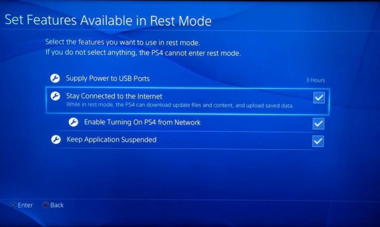 Enable settings on PS4