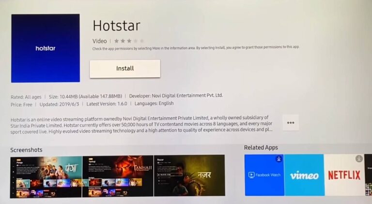 Hotstar on Samsung Smart TV