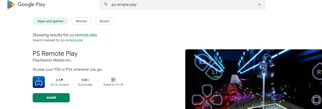 PS Remote PLay App