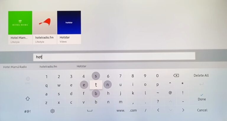 Type Hotstar on Samsung TV