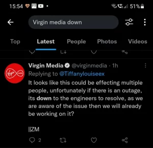 Virgin media error code C133