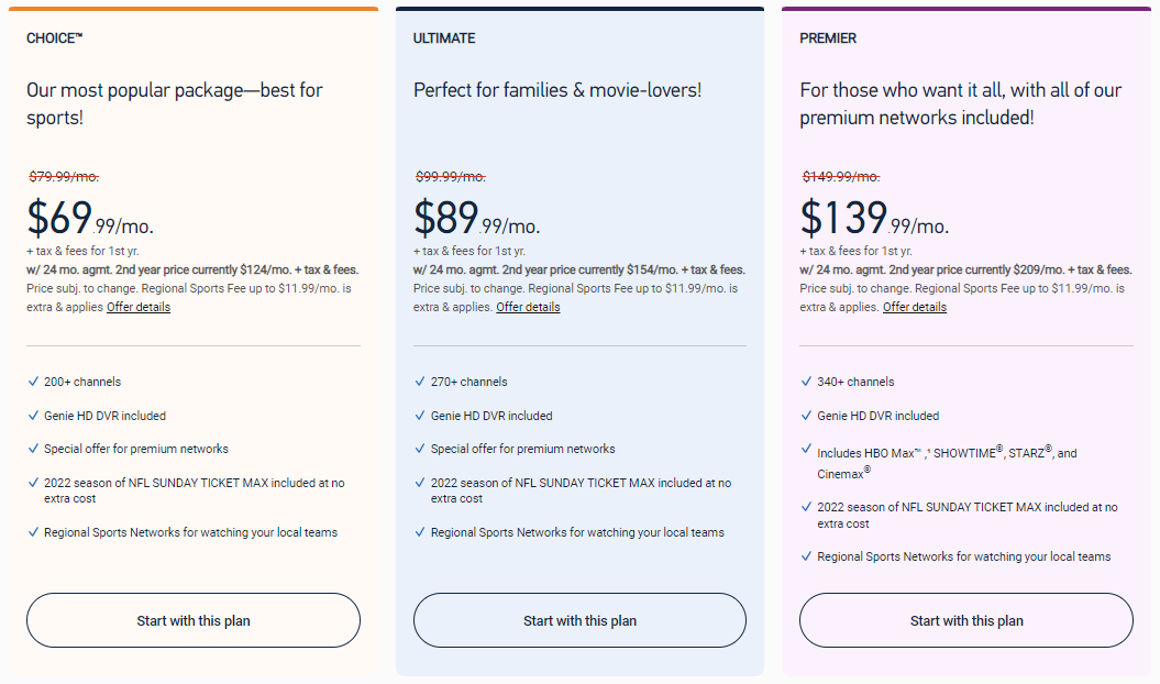 DIRECTV Plans for NFL Sunday Ticket