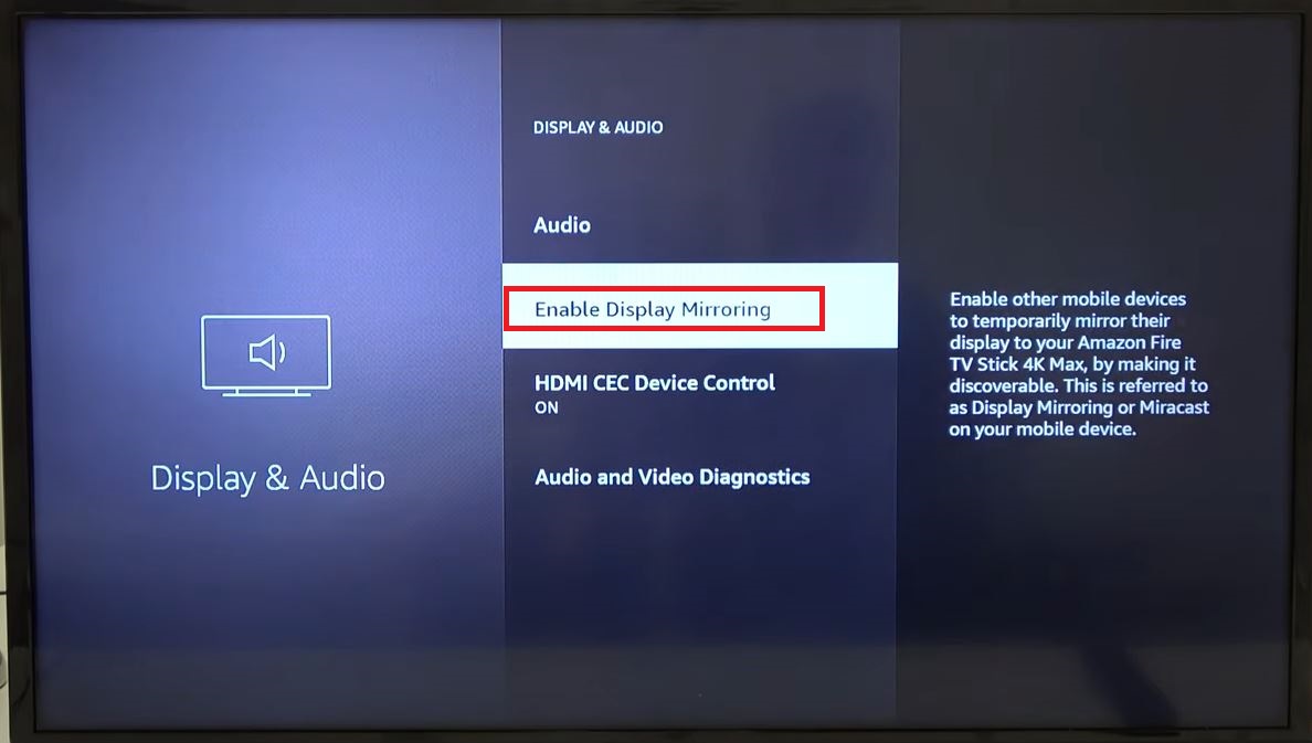 Enable Display Mirroring on Firestick