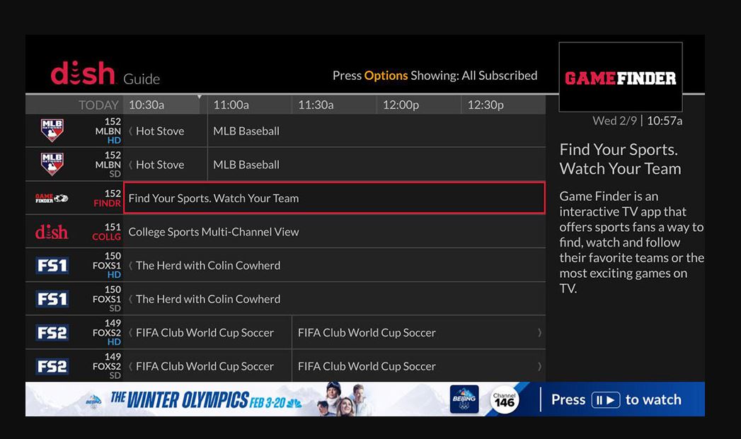 SF Giants Game on Dish Network