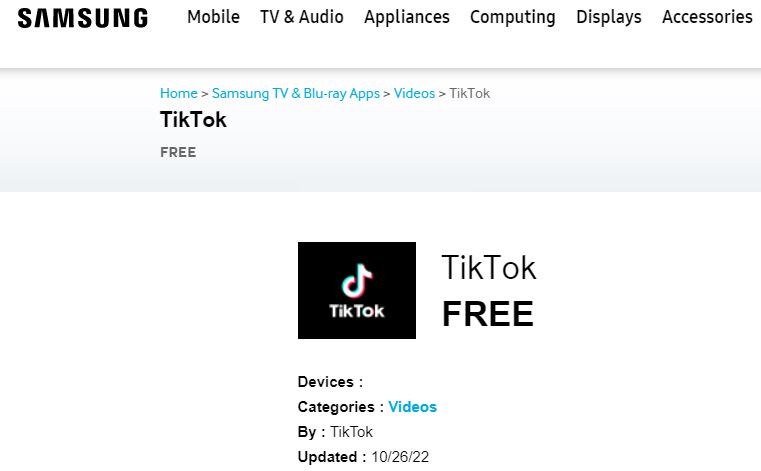 Tiktok on Samsung Smart TV