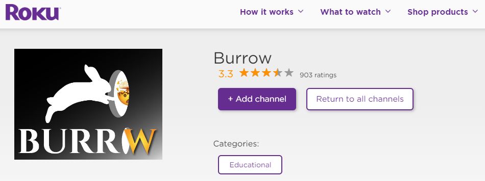 Burrow Channel on Roku