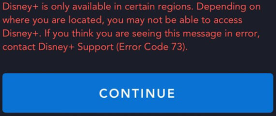 Disney Plus Error Code 73