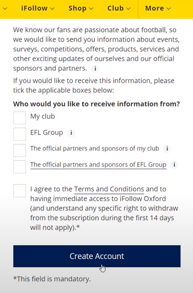 click create account