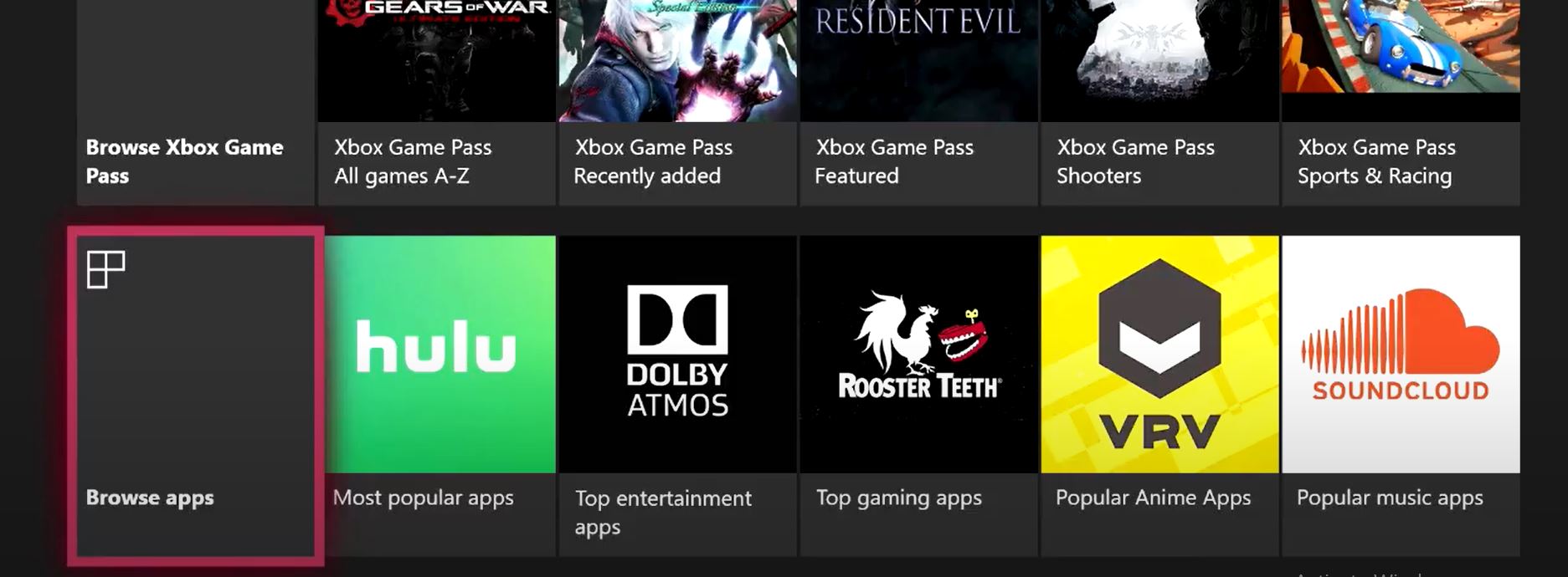 Browse Apps on Xbox