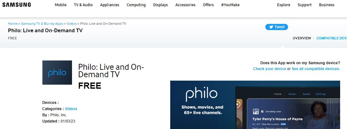 Philo on Samsung TV