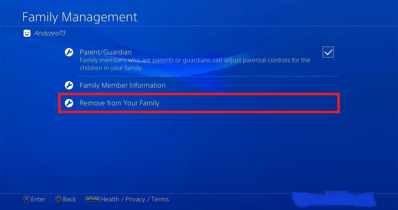 Remove User from Family Management