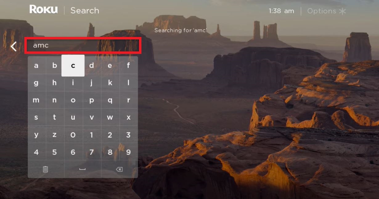 Search AMC on Roku