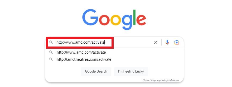 Search for the AMC Activation URL in the web browser