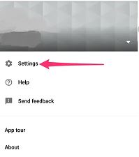 Settings on YouTube TV app