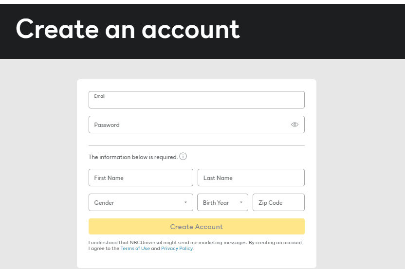 Sign Up with Peacock TV