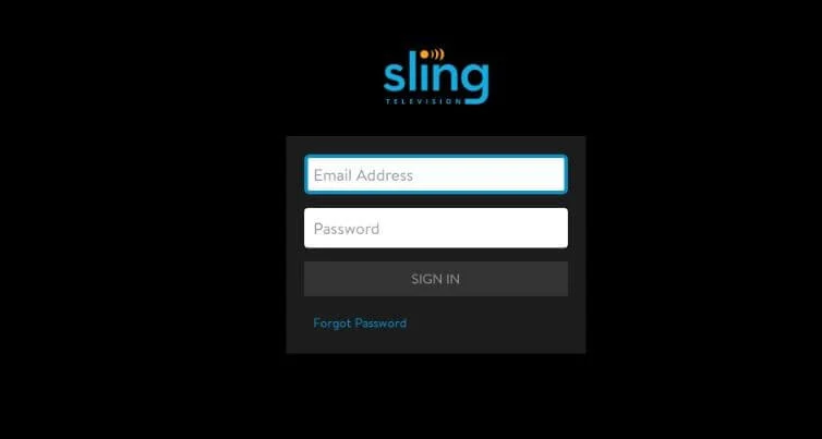 Sling TV Sign In Page