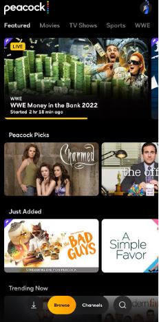 Sports Section on Peacock TV