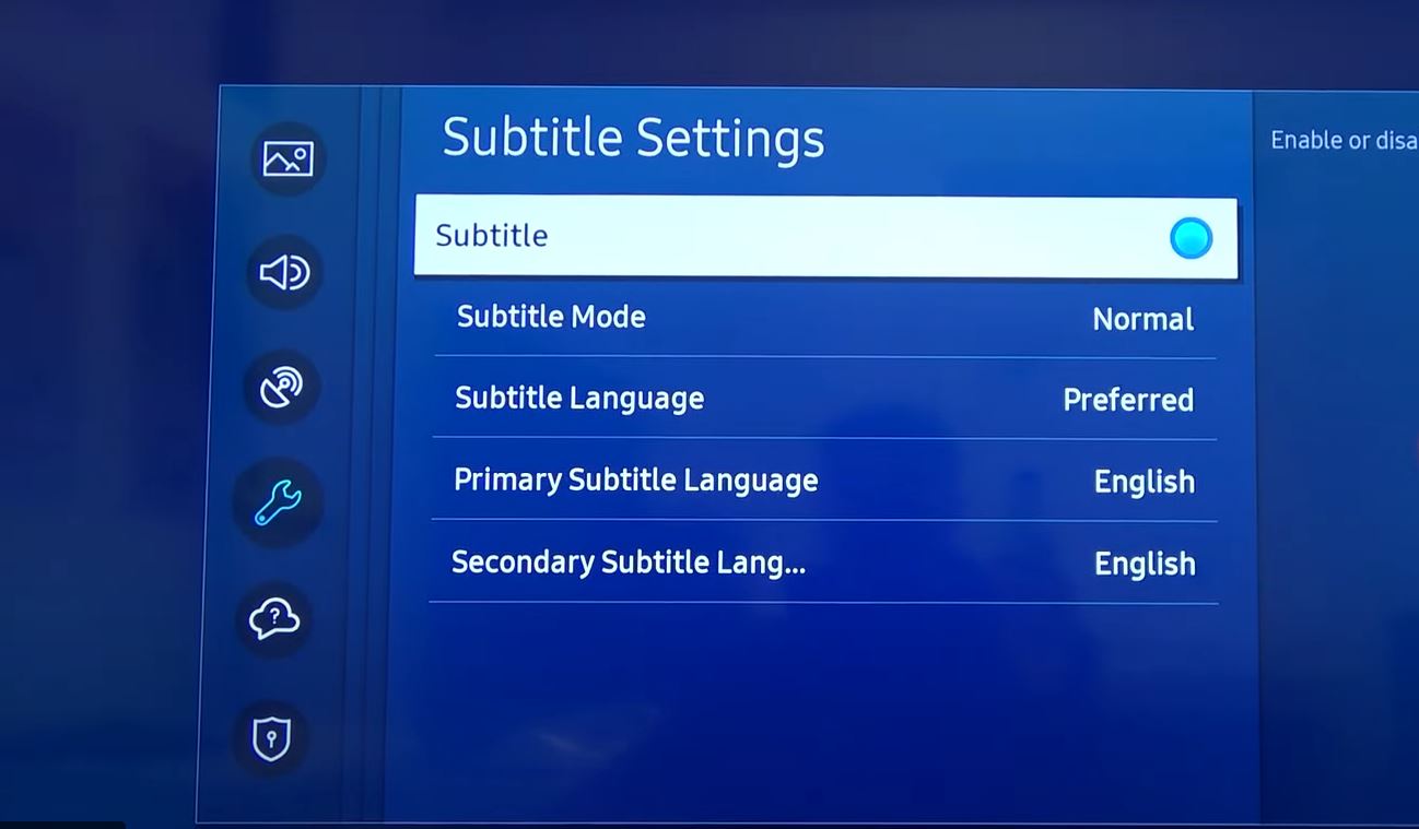 Turn on Subtitles on Samsung Tv
