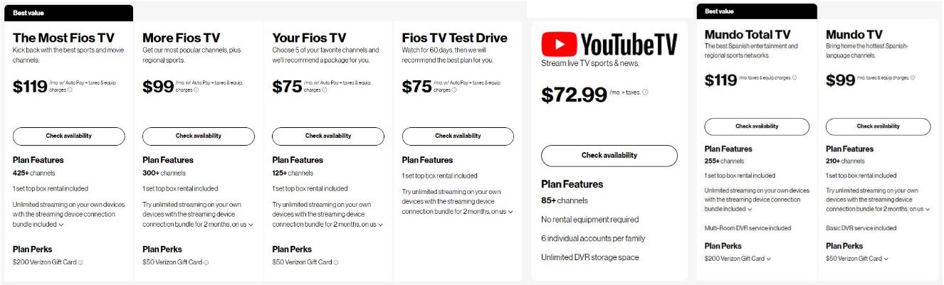 Verizon FiOS TV Plans